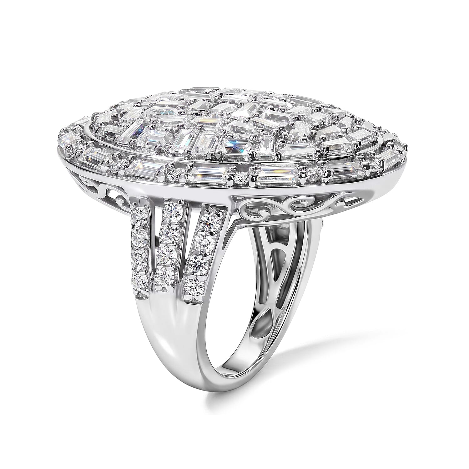 Royal Bali Collection - D'Joy Moissanite Ring in Rhodium Overlay Sterling Silver 3.30 Ct.