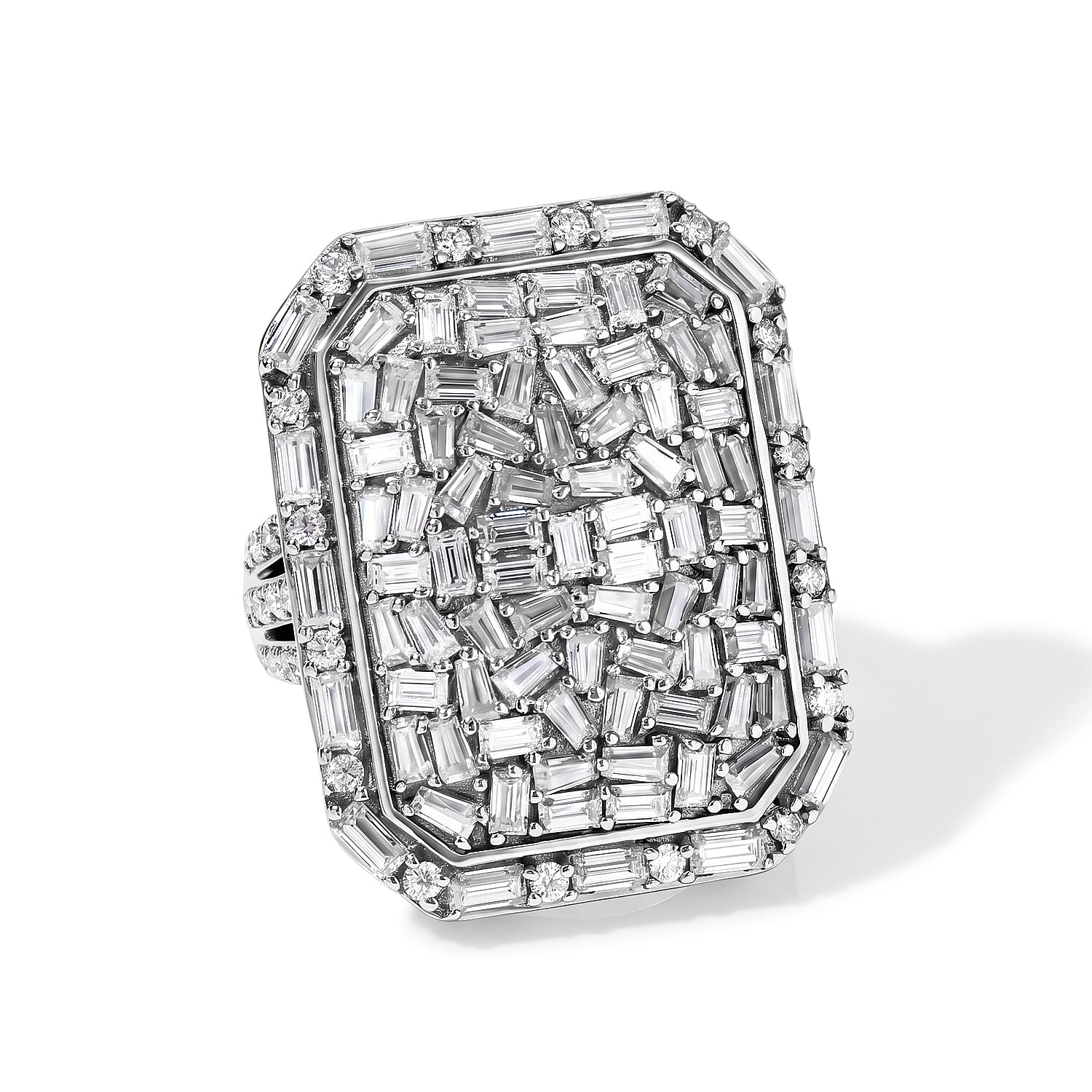 Royal Bali Collection - D'Joy Moissanite Ring in Rhodium Overlay Sterling Silver 4.00 Ct.