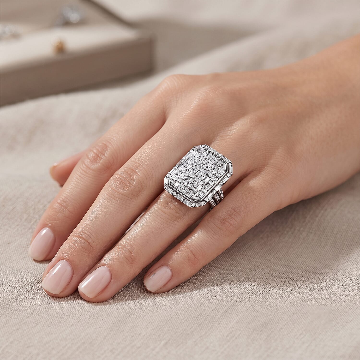 Royal Bali Collection - D'Joy Moissanite Ring in Rhodium Overlay Sterling Silver 4.00 Ct.