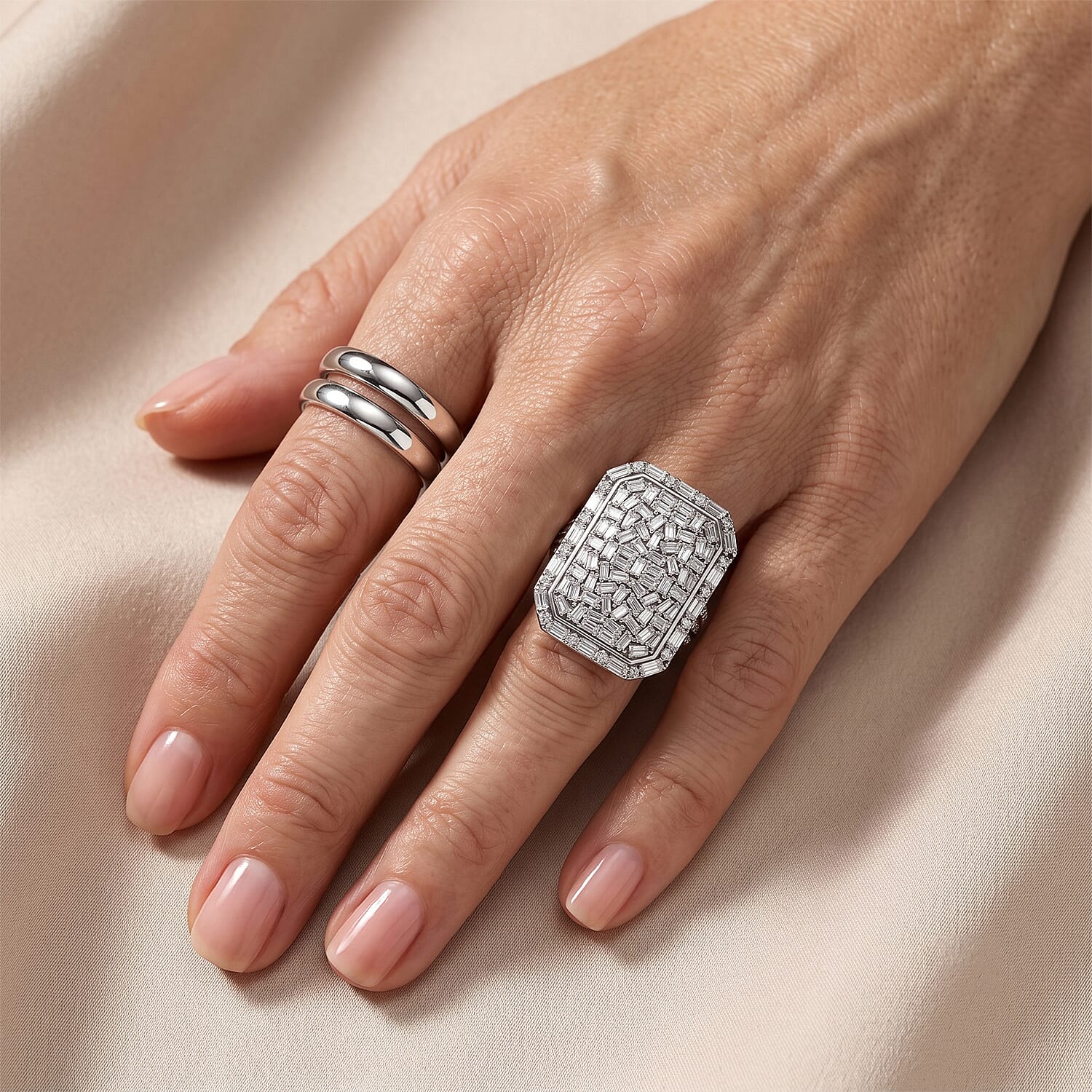 Royal Bali Collection - D'Joy Moissanite Ring in Rhodium Overlay Sterling Silver 4.00 Ct.