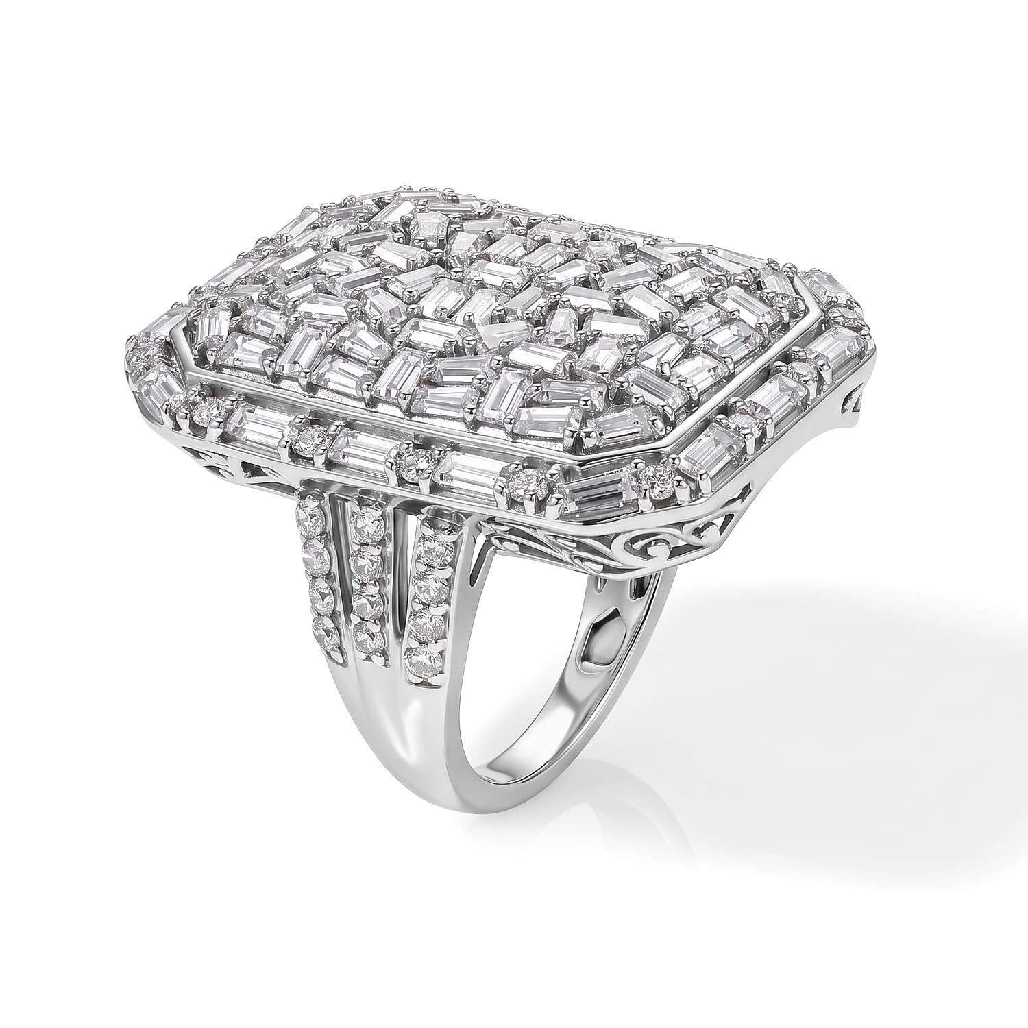 Royal Bali Collection - D'Joy Moissanite Ring in Rhodium Overlay Sterling Silver 4.00 Ct.