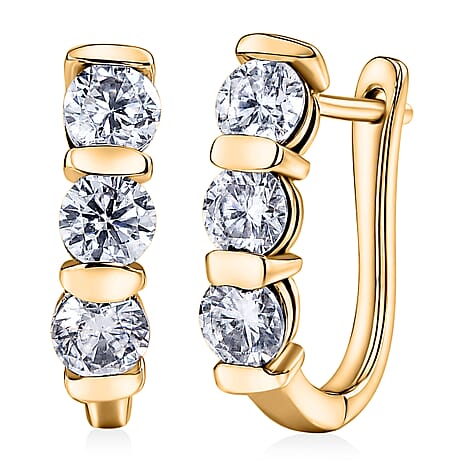 D'Joy Moissanite Fancy Earring in 18K YG PlatingSterling Silver  1.410  Ct.