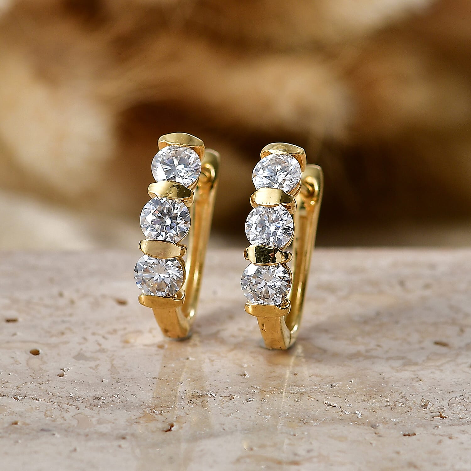 D'Joy Moissanite Fancy Earring in 18K YG PlatingSterling Silver  1.410  Ct.
