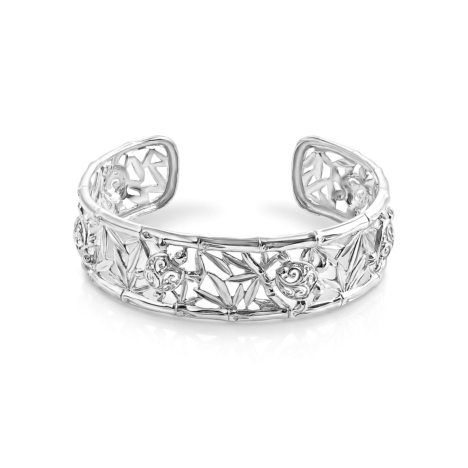 Royal Bali Collection - D'Joy Sterling Silver Cuff Bangle (Size - 7.5), Silver Wt. 26.20 Gms