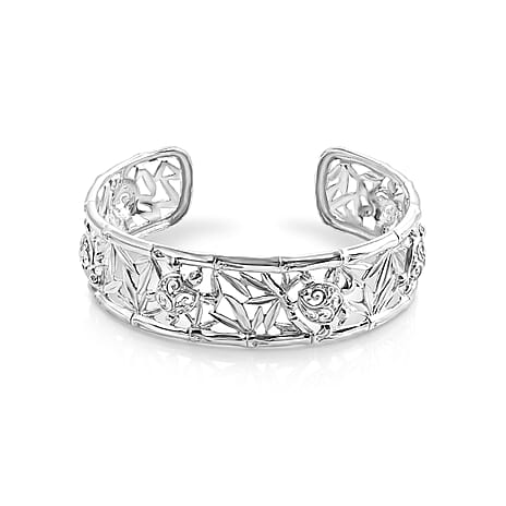 Royal Bali Collection - D'Joy Sterling Silver Cuff Bangle (Size - 7.5), Silver Wt. 26.20 Gms
