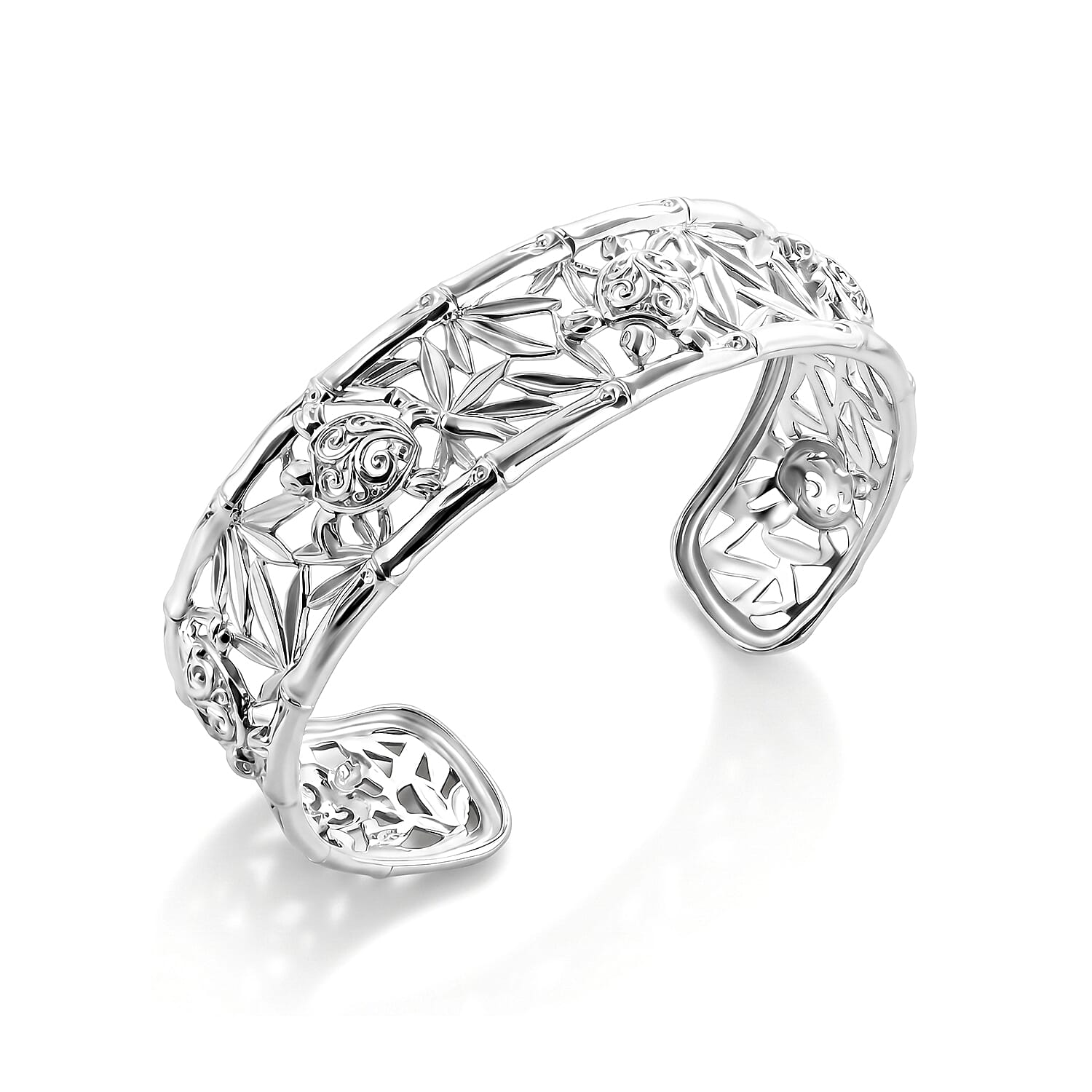 Royal Bali Collection - D'Joy Sterling Silver Cuff Bangle (Size - 7.5), Silver Wt. 26.20 Gms