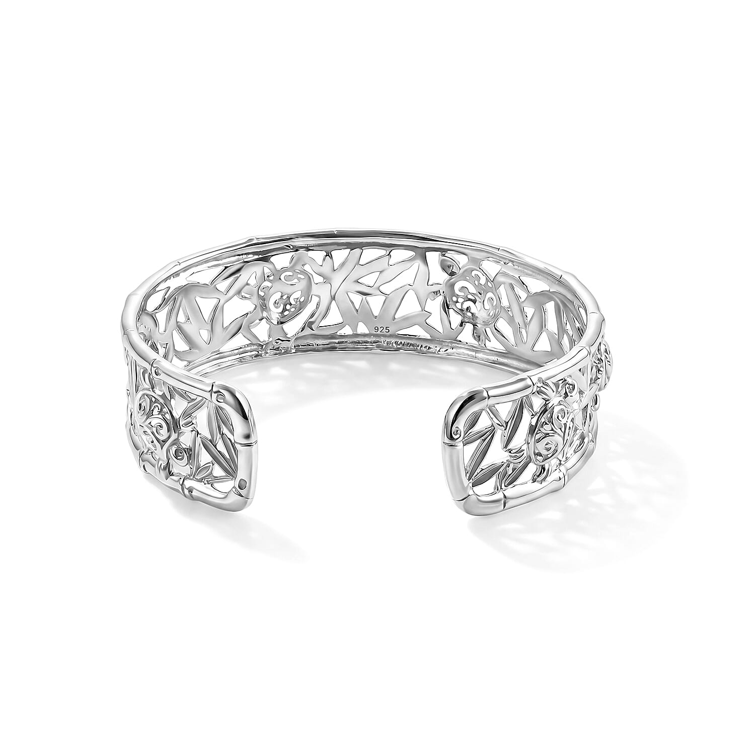 Royal Bali Collection - D'Joy Sterling Silver Cuff Bangle (Size - 7.5), Silver Wt. 26.20 Gms