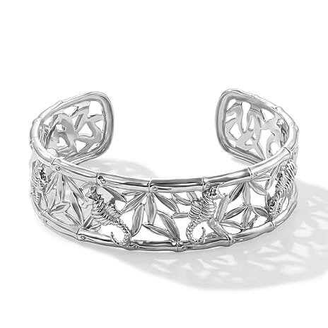 Royal Bali Collection - D'Joy Sterling Silver Cuff Bangle (Size - 7.5), Silver Wt. 25.80 Gms