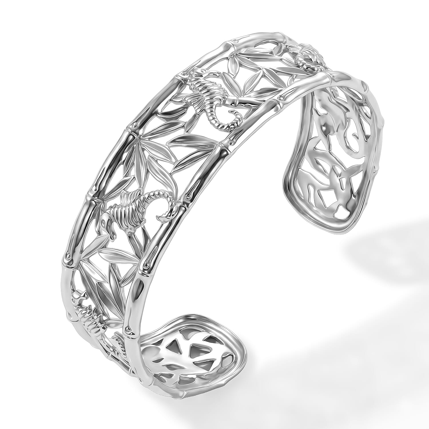 Royal Bali Collection - D'Joy Sterling Silver Cuff Bangle (Size - 7.5), Silver Wt. 25.80 Gms