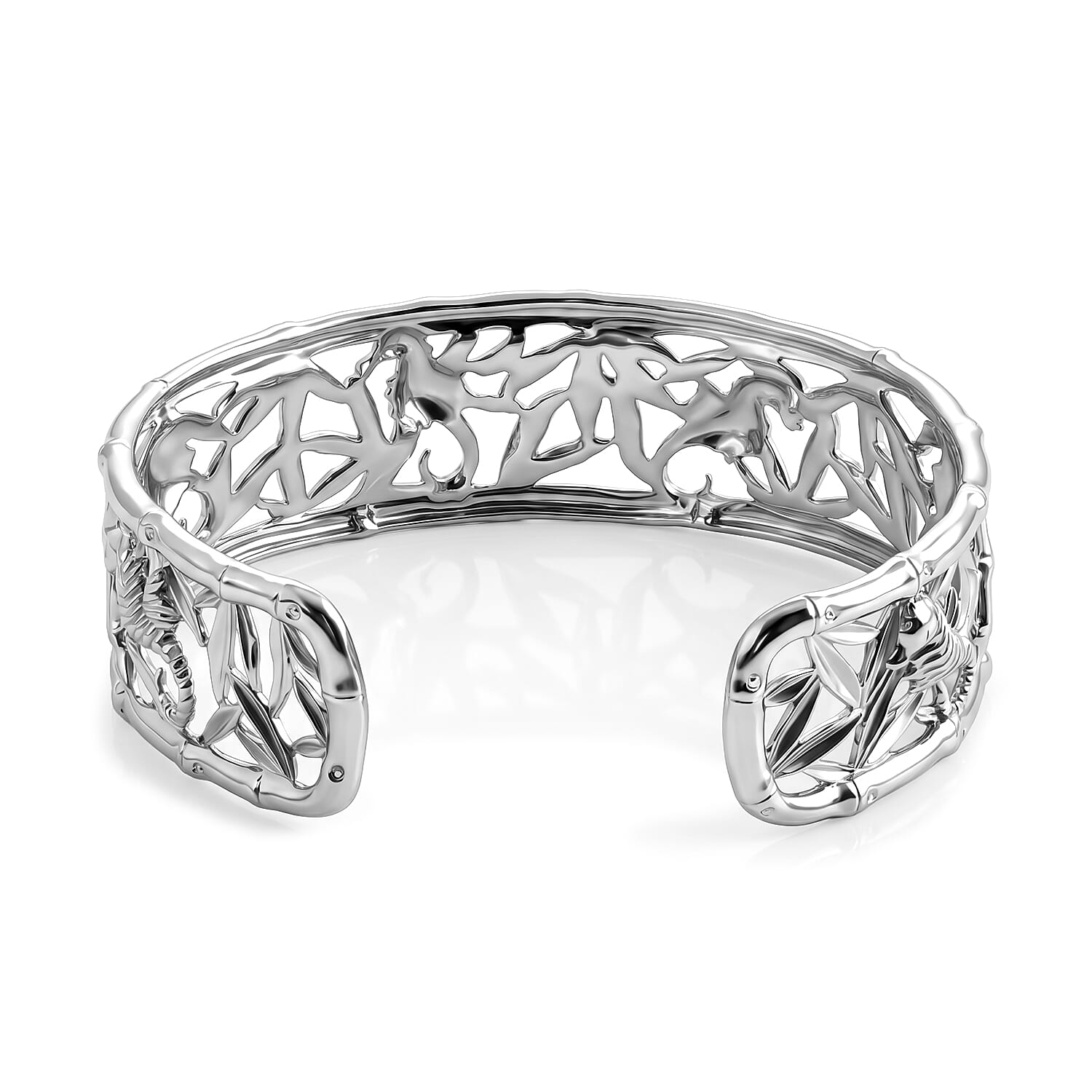 Royal Bali Collection - D'Joy Sterling Silver Cuff Bangle (Size - 7.5), Silver Wt. 25.80 Gms