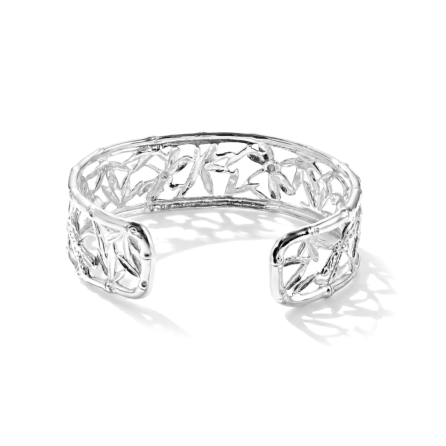 Royal Bali Collection - D'Joy Sterling Silver Cuff Bangle (Size - 7.5), Silver Wt. 24.80 Gms