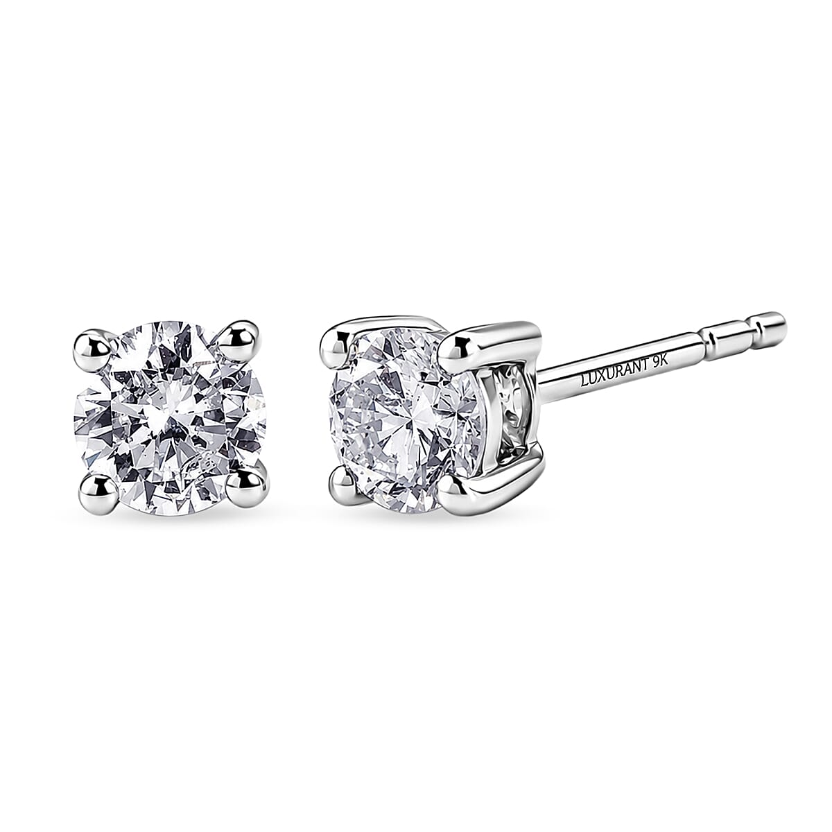 Luxuriant - 9K White Gold SGL Certified Lab Grown Diamond (SI-G-H) Solitaire Stud Push Post Earring 0.50 Ct.