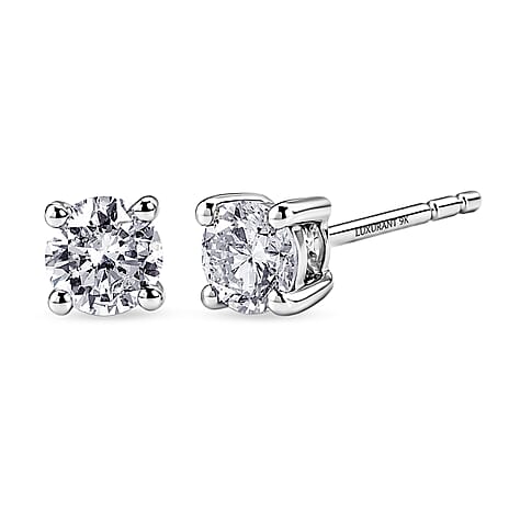 Luxuriant - 9K White Gold SGL Certified Lab Grown Diamond (SI-G-H) Solitaire Stud Push Post Earring 0.50 Ct.