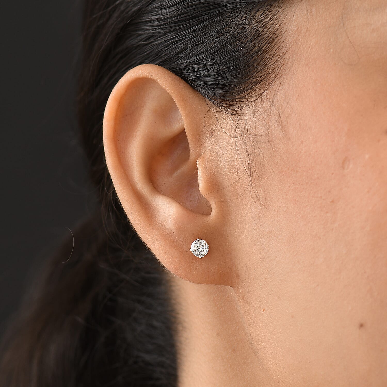 Luxuriant - 9K White Gold SGL Certified Lab Grown Diamond (SI-G-H) Solitaire Stud Push Post Earring 0.50 Ct.