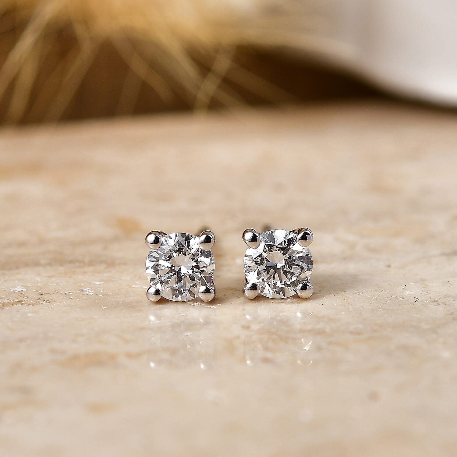 Luxuriant - 9K White Gold SGL Certified Lab Grown Diamond (SI-G-H) Solitaire Stud Push Post Earring 0.50 Ct.