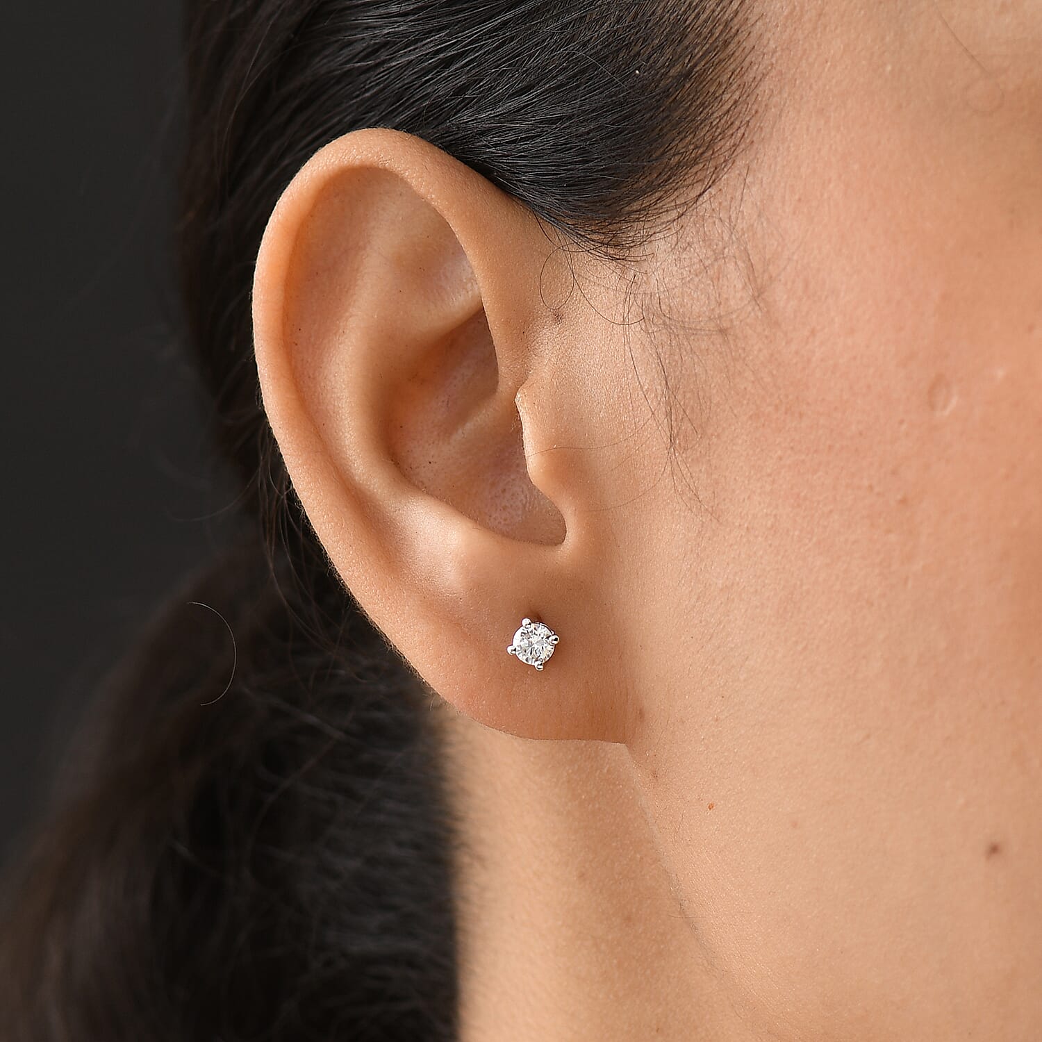 Luxuriant - 9K Yellow Gold SGL Certified Lab Grown Diamond (SI-G-H) Solitaire Stud Push Post Earring 1.00 Ct.