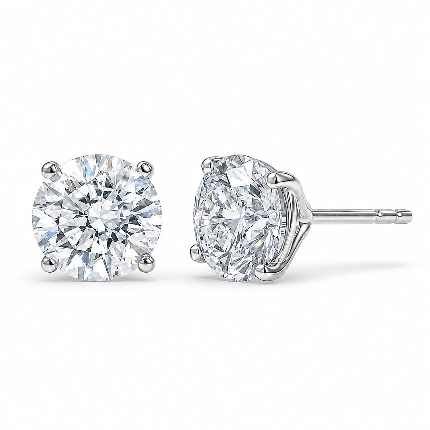 Luxuriant - 9K White Gold SGL Certified Lab Grown Diamond (SI-G-H) Solitaire Stud Push Post Earring 3.10 Ct.