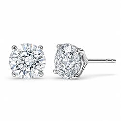 LUXURIANT 9K White Gold Lab Grown Diamond (SI/ GH) Solitaire Stud Earrings With Push Back