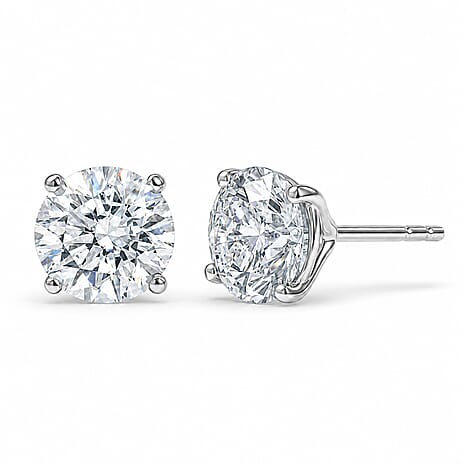 Luxuriant - 9K White Gold SGL Certified Lab Grown Diamond (SI-G-H) Solitaire Stud Push Post Earring 3.10 Ct.