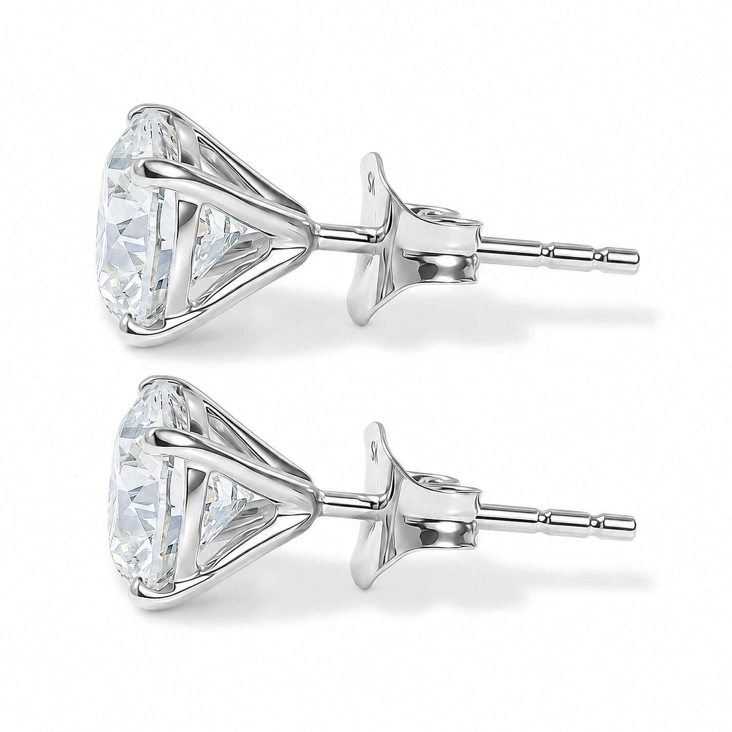 Luxuriant - 9K White Gold SGL Certified Lab Grown Diamond (SI-G-H) Solitaire Stud Push Post Earring 3.10 Ct.
