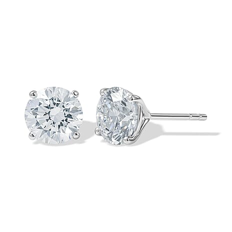 Luxuriant - 9K White Gold SGL Certified Lab Grown Diamond (SI-G-H) Solitaire Stud Push Post Earring 3.10 Ct.