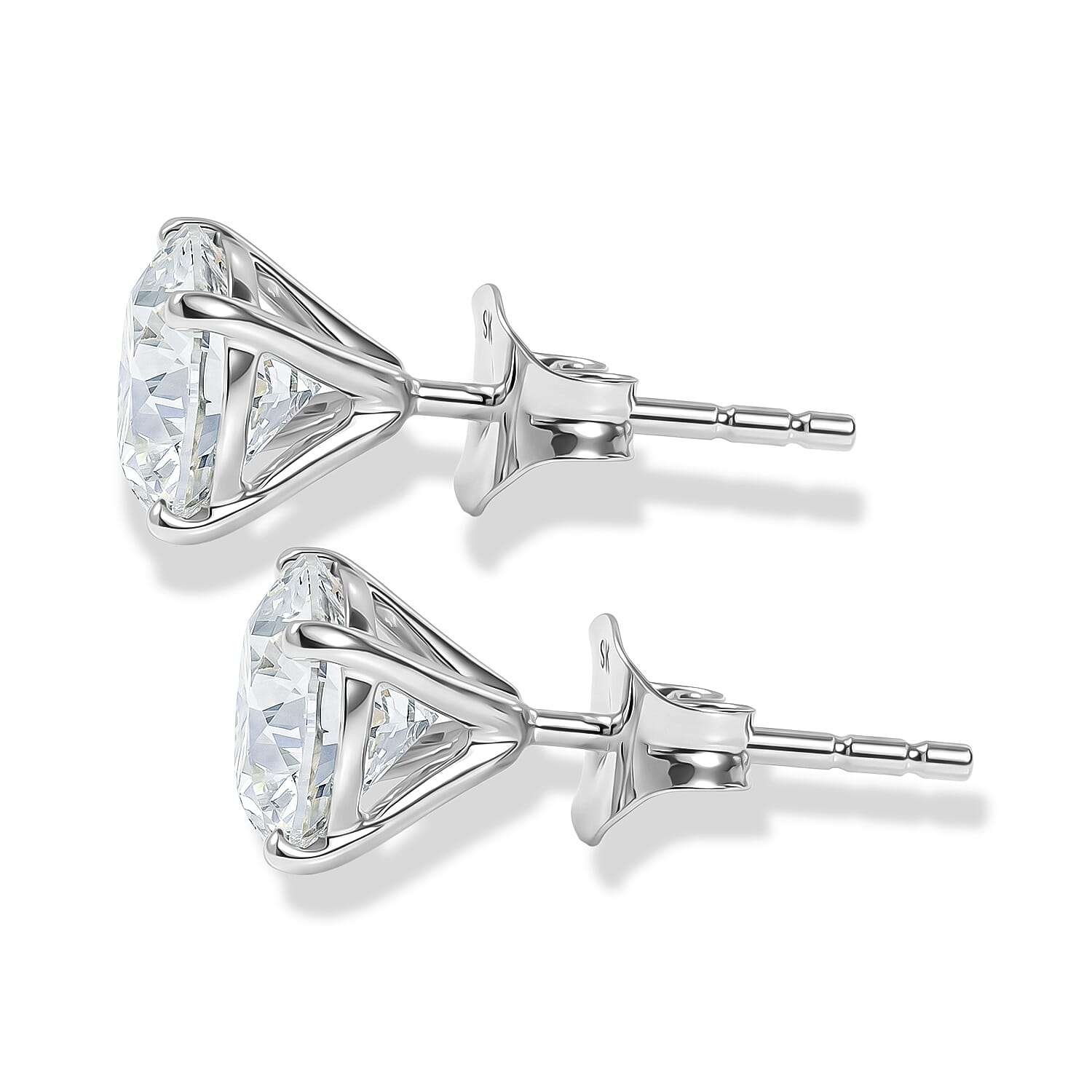 Luxuriant - 9K White Gold SGL Certified Lab Grown Diamond (SI-G-H) Solitaire Stud Push Post Earring 3.10 Ct.