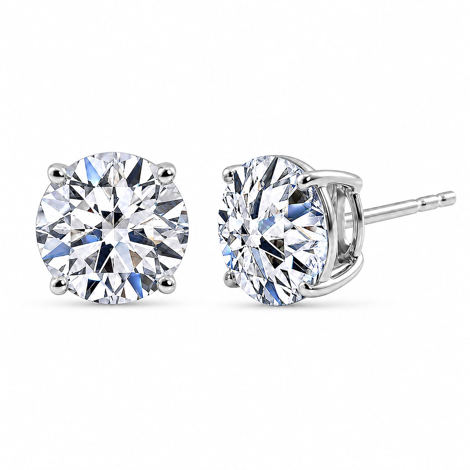 Luxuriant - 9K White Gold SGL Certified Lab Grown Diamond (SI-G-H) Solitaire Stud Push Post Earring 5.10 Ct.