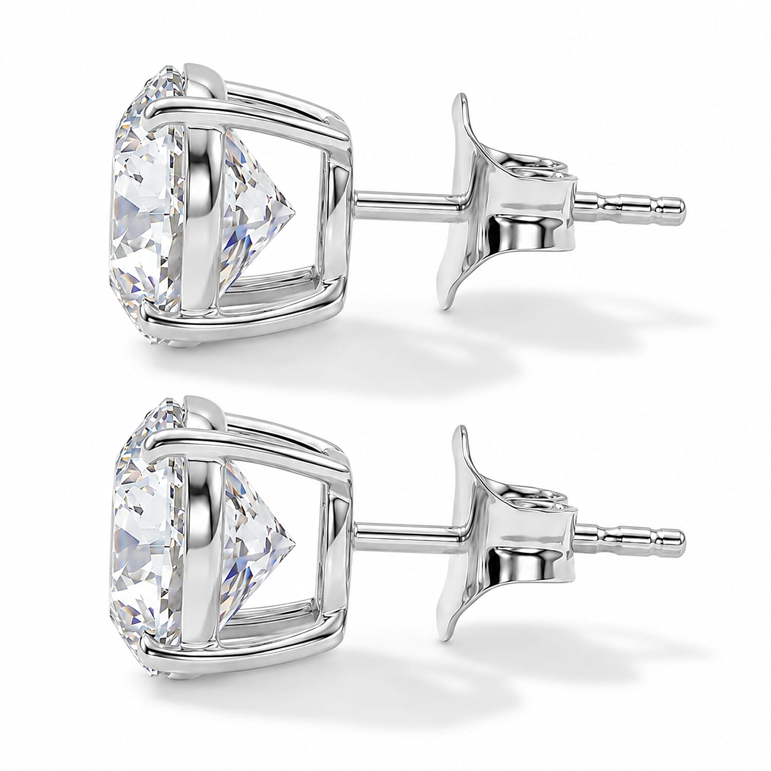 Luxuriant - 9K White Gold SGL Certified Lab Grown Diamond (SI-G-H) Solitaire Stud Push Post Earring 5.10 Ct.
