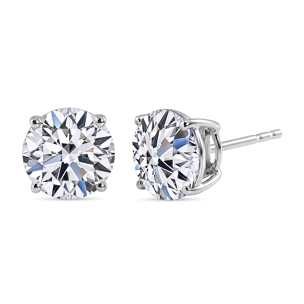 Luxuriant 9K White Gold SI Lab Grown Diamond GH, SI Solitaire Stud Push Post Earring, Gold Wt.1.45 Gms  5.090  Ct.