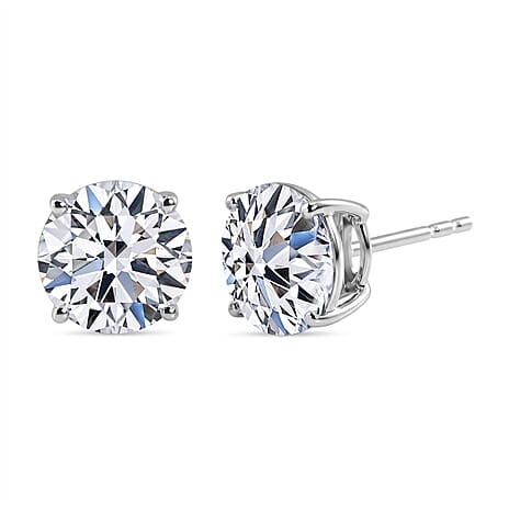 Luxuriant 9K White Gold SI Lab Grown Diamond GH, SI Solitaire Stud Push Post Earring, Gold Wt.1.45 Gms  5.090  Ct.