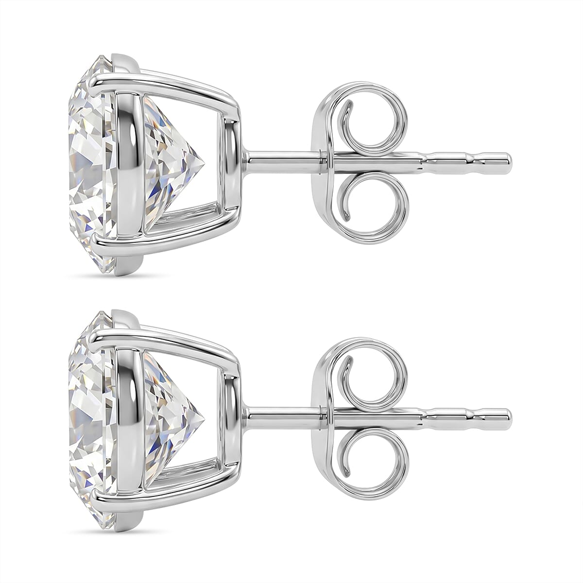 Luxuriant 9K White Gold SI Lab Grown Diamond GH, SI Solitaire Stud Push Post Earring, Gold Wt.1.45 Gms  5.090  Ct.