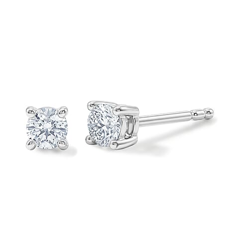 Luxuriant - 14K White Gold SGL Certified Lab Grown Diamond (SI-G-H) Solitaire Stud Push Post Earring 0.25 Ct.