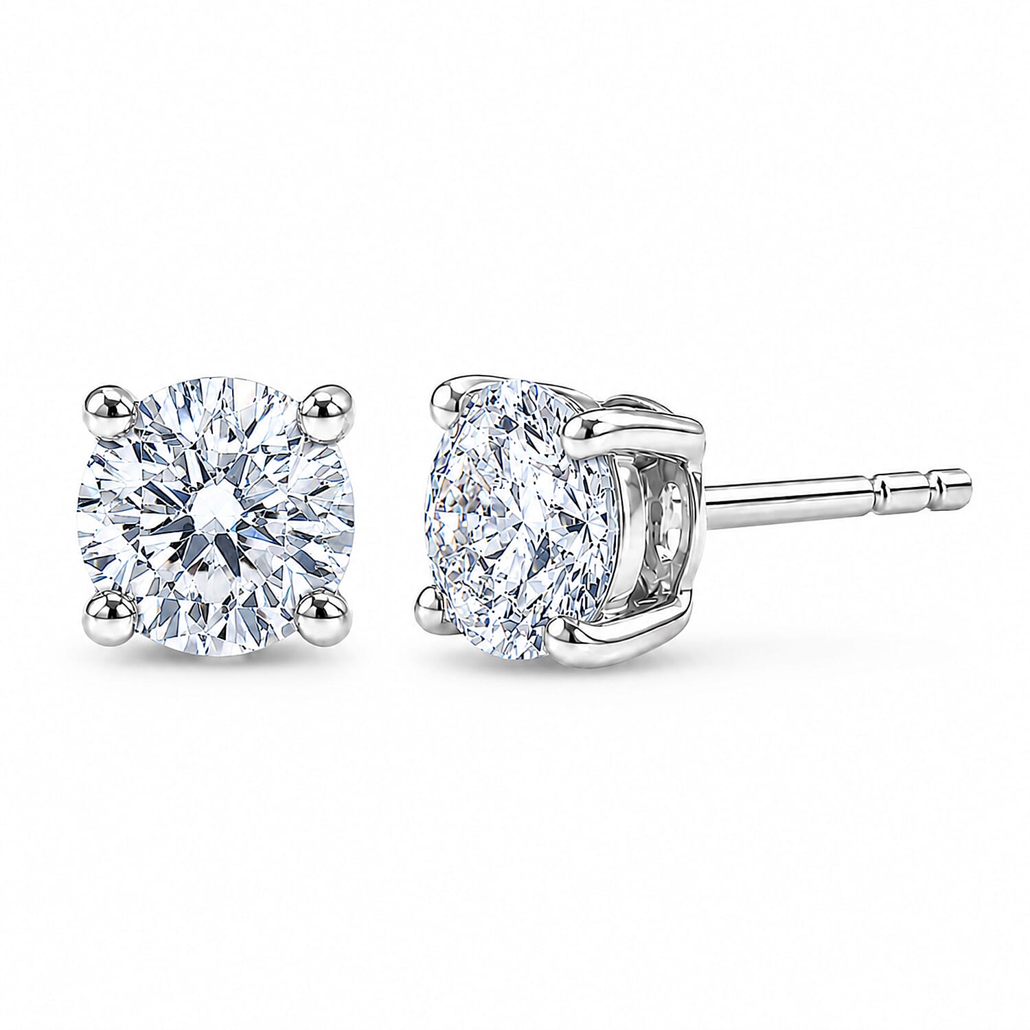 Luxuriant - 14K White Gold SGL Certified Lab Grown Diamond (SI-G-H) Solitaire Stud Push Post Earring 0.50 Ct.