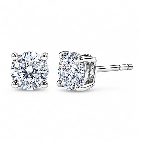 Luxuriant - 14K White Gold SGL Certified Lab Grown Diamond (SI-G-H) Solitaire Stud Push Post Earring 0.50 Ct.
