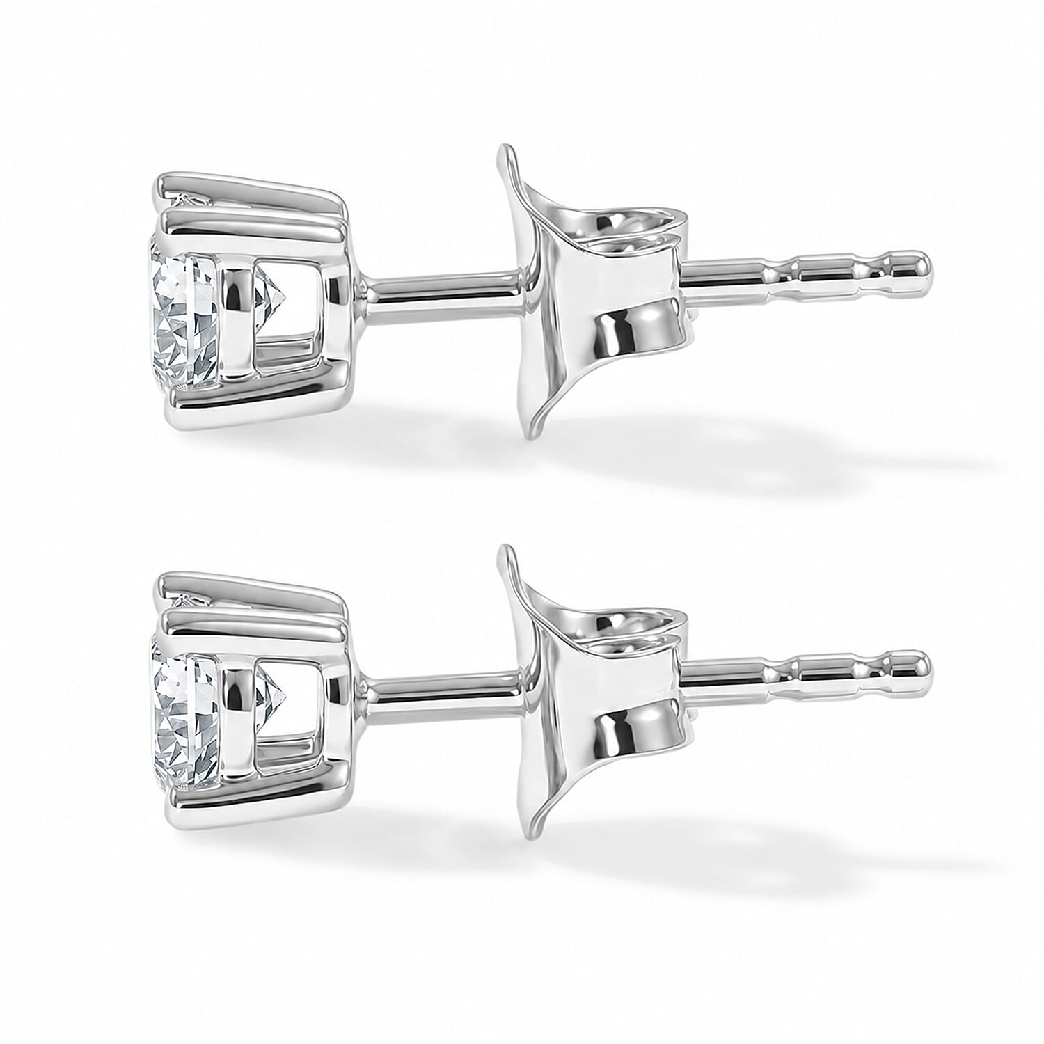 Luxuriant - 14K White Gold SGL Certified Lab Grown Diamond (SI-G-H) Solitaire Stud Push Post Earring 0.50 Ct.