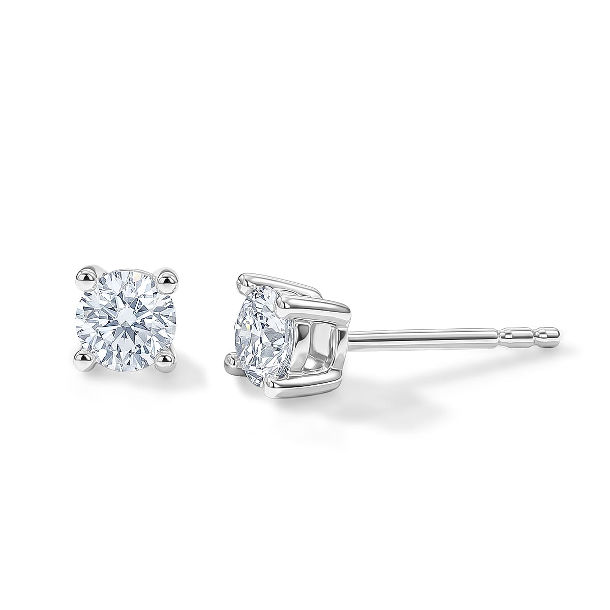 Luxuriant - 14K White Gold SGL Certified Lab Grown Diamond (SI-G-H) Solitaire Stud Push Post Earring 0.50 Ct.