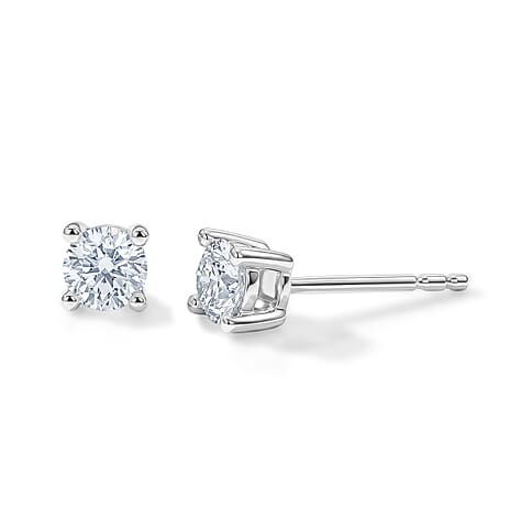 Luxuriant - 14K White Gold SGL Certified Lab Grown Diamond (SI-G-H) Solitaire Stud Push Post Earring 0.50 Ct.