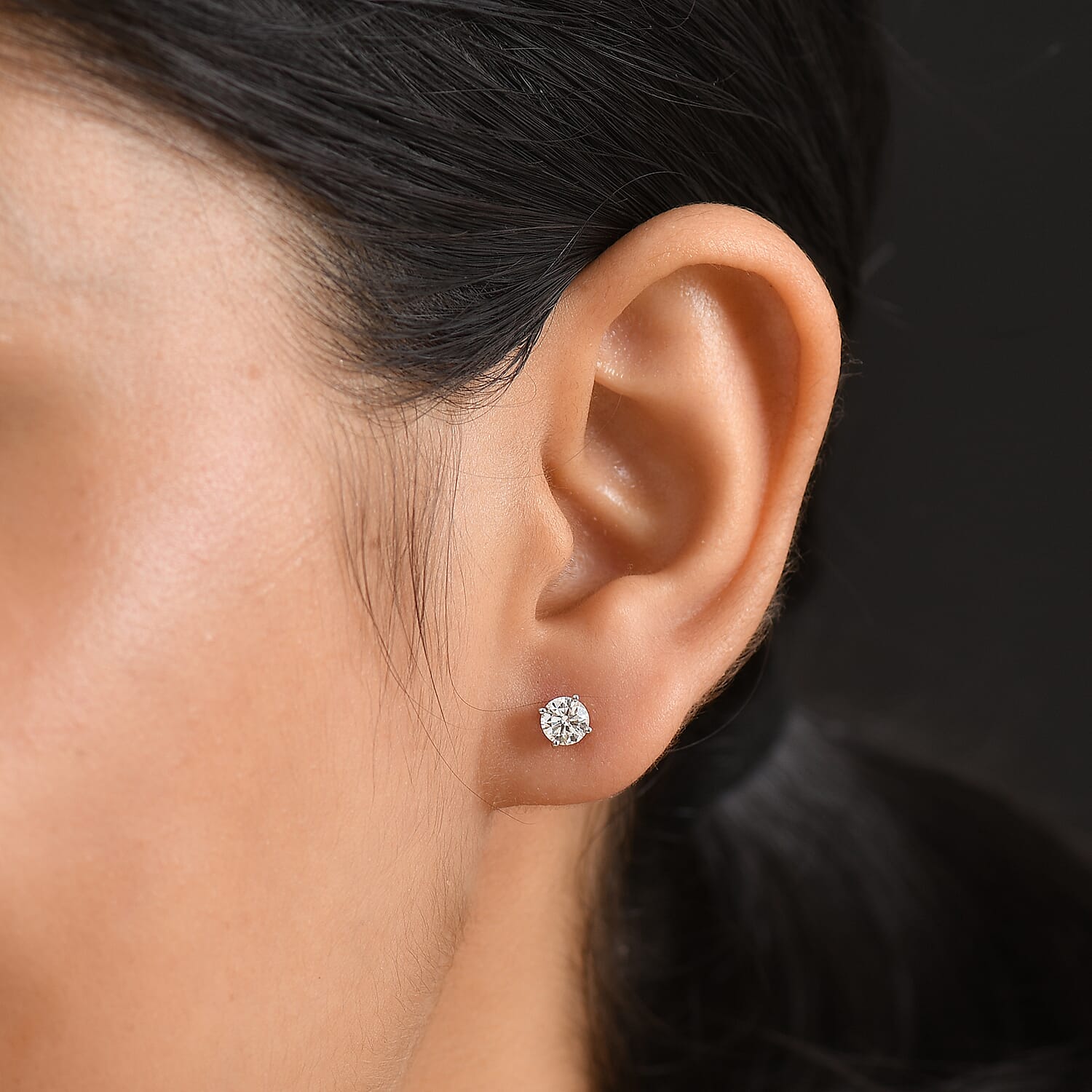 Luxuriant - 14K Yellow Gold SGL Certified Lab Grown Diamond (SI-G-H) Solitaire Stud Push Post Earring 1.00 Ct.