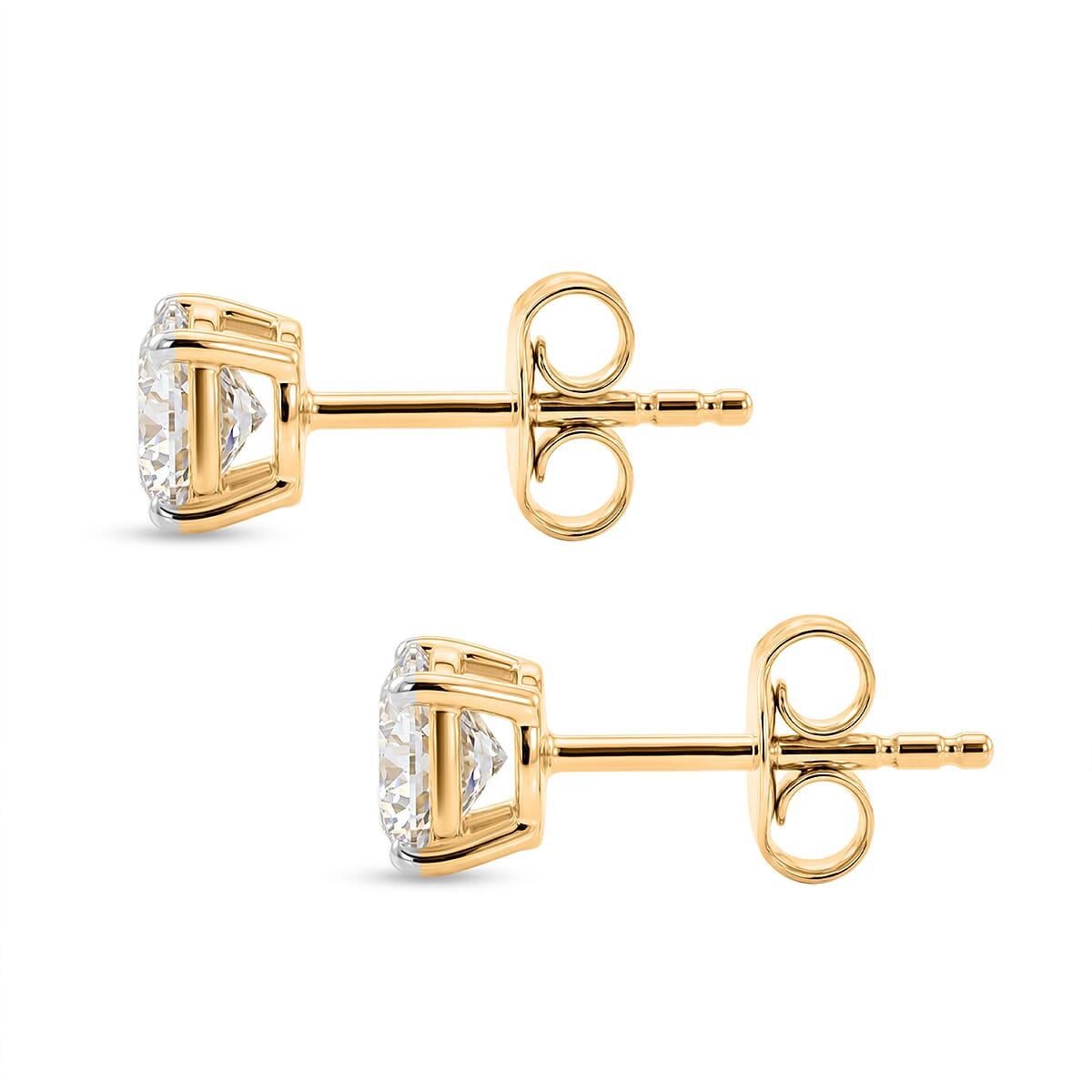 Luxuriant - 14K Yellow Gold SGL Certified Lab Grown Diamond (SI-G-H) Solitaire Stud Push Post Earring 1.00 Ct.