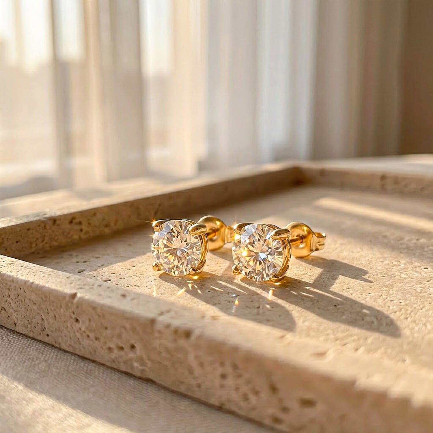 Luxuriant - 14K Yellow Gold SGL Certified Lab Grown Diamond (SI-G-H) Solitaire Stud Push Post Earring 1.00 Ct.