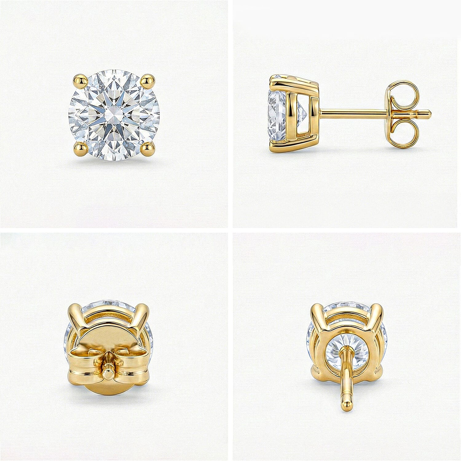 Luxuriant - 14K Yellow Gold SGL Certified Lab Grown Diamond (SI-G-H) Solitaire Stud Push Post Earring 1.00 Ct.
