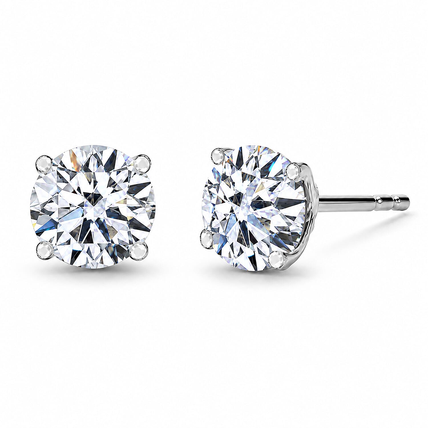 Luxuriant - 14K White Gold SGL Certified Lab Grown Diamond (SI-G-H) Solitaire Stud Push Post Earring 3.10 Ct.