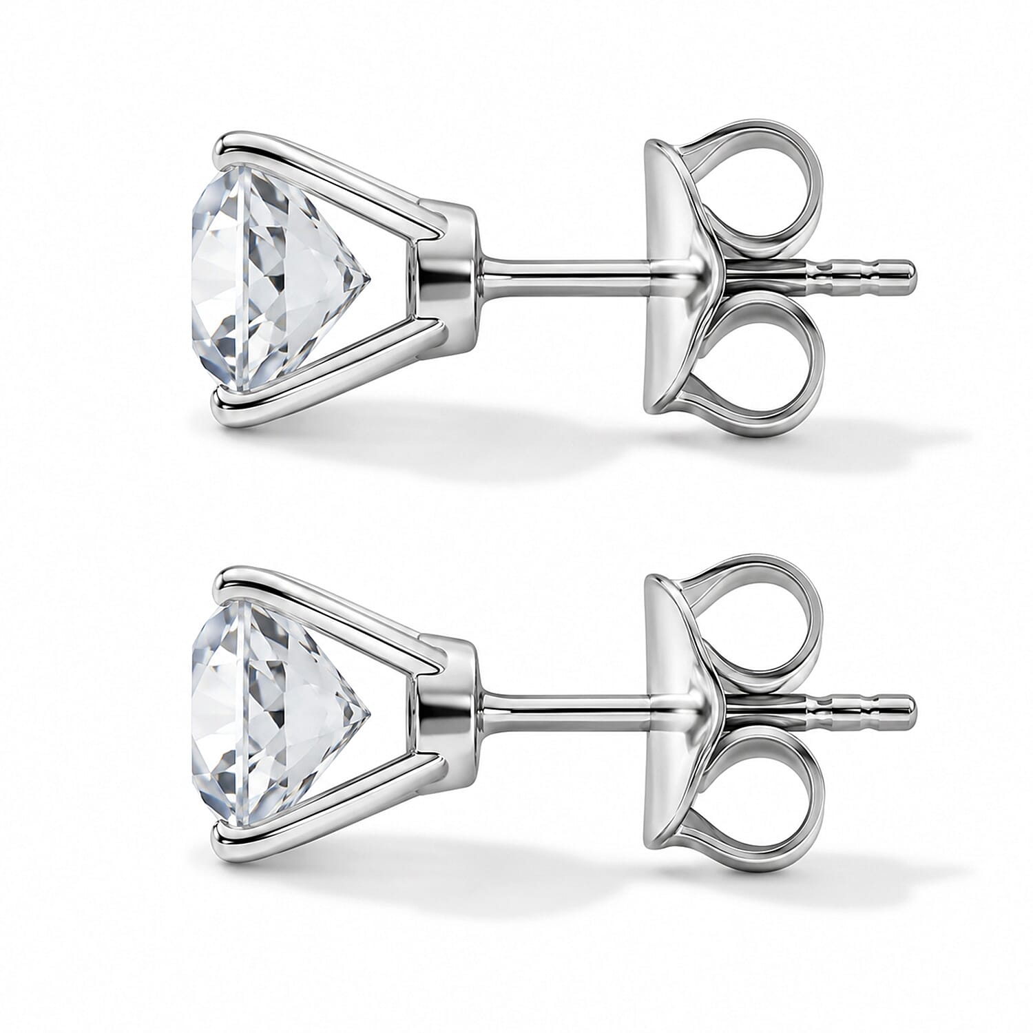 Luxuriant - 14K White Gold SGL Certified Lab Grown Diamond (SI-G-H) Solitaire Stud Push Post Earring 3.10 Ct.