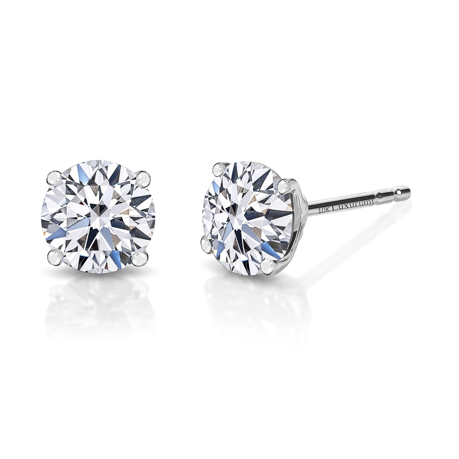 Luxuriant - 14K White Gold SGL Certified Lab Grown Diamond (SI-G-H) Solitaire Stud Push Post Earring 3.10 Ct.