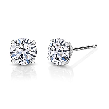 Luxuriant - 14K White Gold SGL Certified Lab Grown Diamond (SI-G-H) Solitaire Stud Push Post Earring 3.10 Ct.