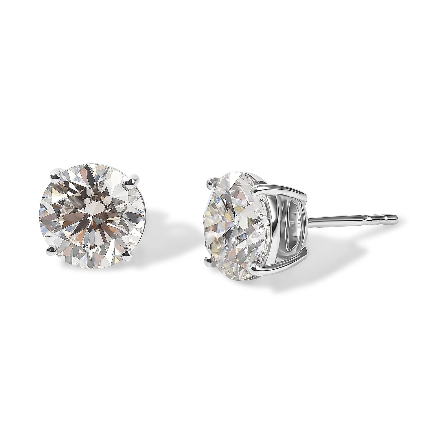 Luxuriant 14K W Gold SI Lab Grown Diamond GH, SI Solitaire Stud Push Post Earring, Gold Wt.1.52 Gms  5.140  Ct.