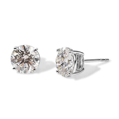 Luxuriant 14K W Gold SI Lab Grown Diamond GH, SI Solitaire Stud Push Post Earring, Gold Wt.1.52 Gms  5.140  Ct.