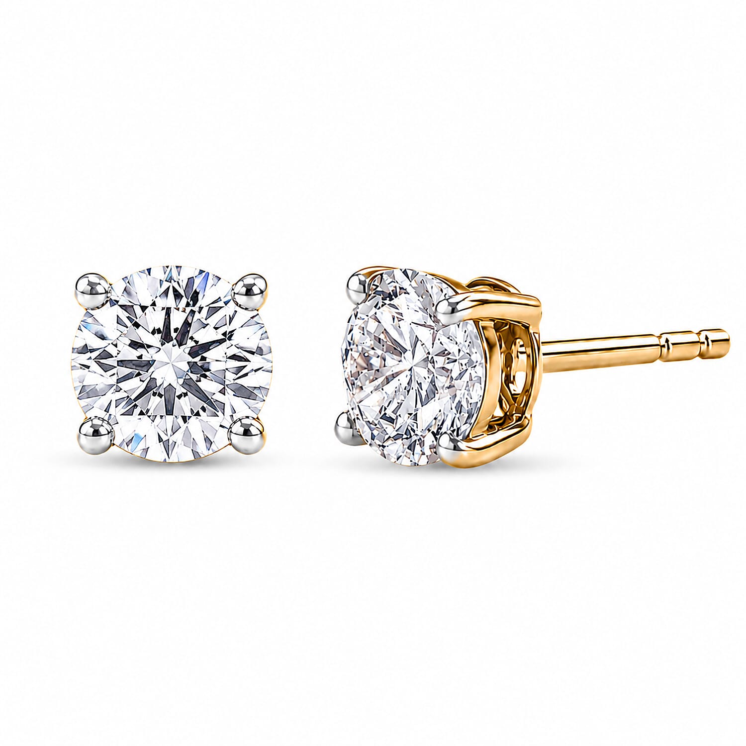 Luxuriant - 14K Yellow Gold SGL Certified Lab Grown Diamond (SI-G-H) Solitaire Stud Push Post Earring 0.25 Ct.