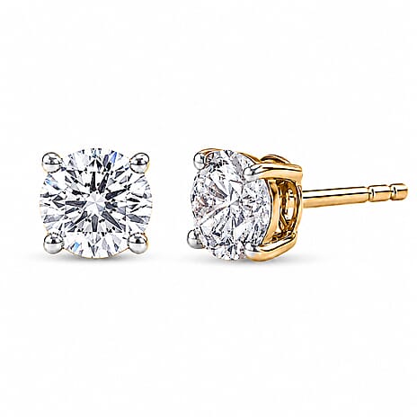 Luxuriant - 14K Yellow Gold SGL Certified Lab Grown Diamond (SI-G-H) Solitaire Stud Push Post Earring 0.25 Ct.