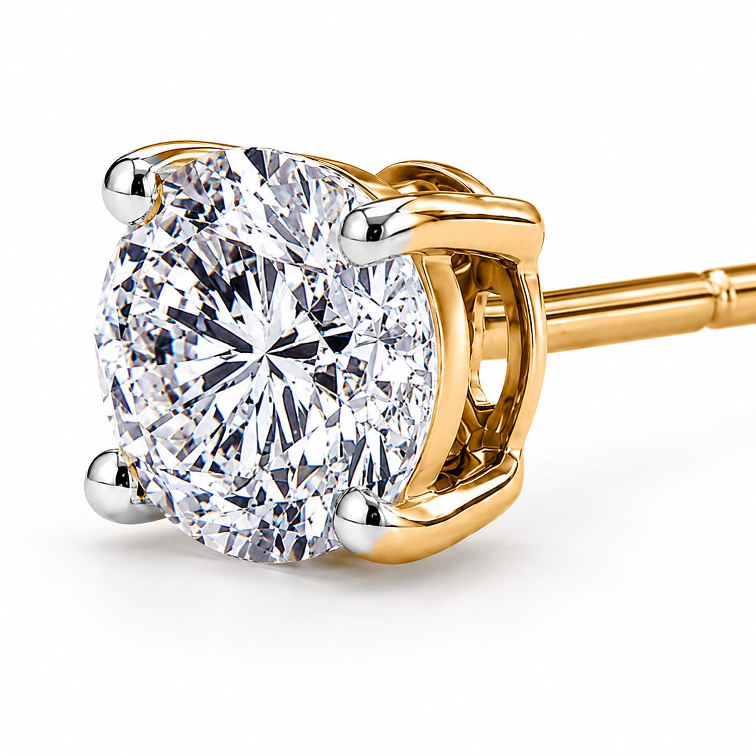 Luxuriant - 14K Yellow Gold SGL Certified Lab Grown Diamond (SI-G-H) Solitaire Stud Push Post Earring 0.25 Ct.